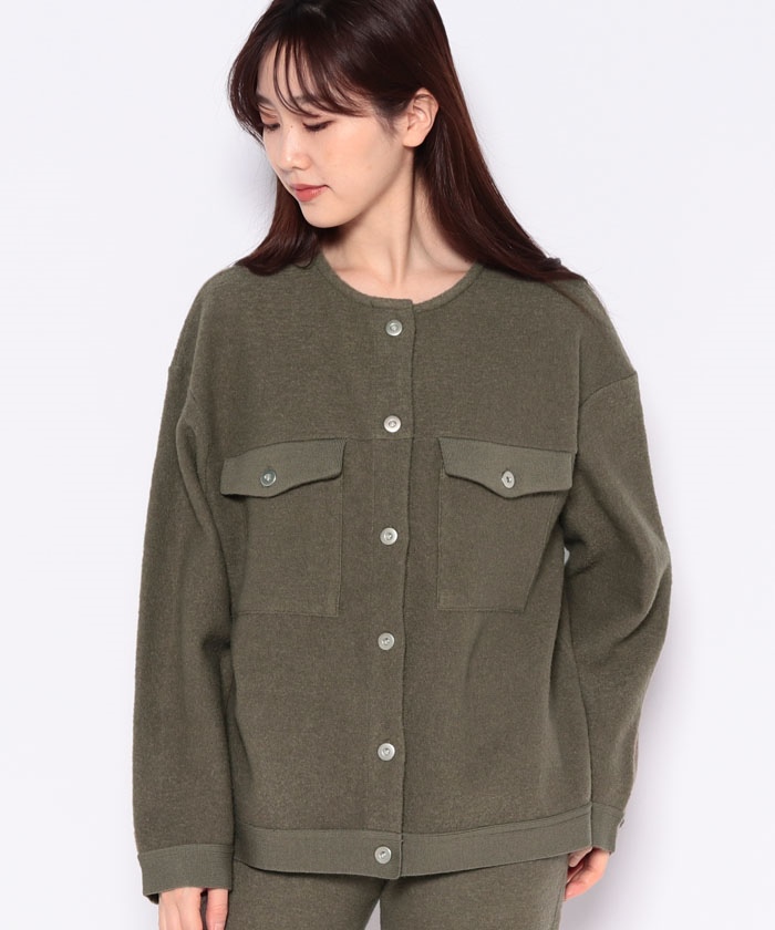 セール】【セットアップ対応商品】knit no collar jacket(504408494