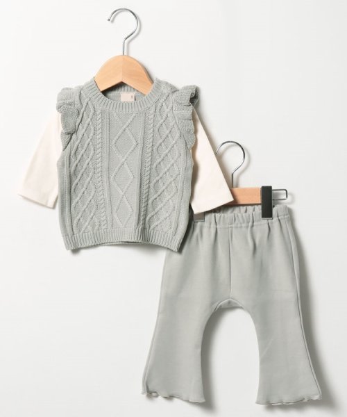 セール 50%OFF】ニット切り替えトップスフレアパンツセット(504414348) プティマイン(petit main) d fashion プティマイントップスパンツセット