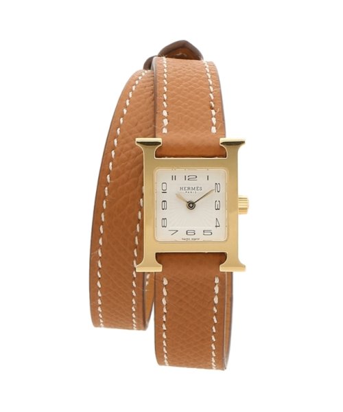 エルメス 時計 レディース メンズ Hウォッチ17.2mm ドゥブルトゥール ホワイト ブラウン HERMES W038177WW00 HH1.101.131/