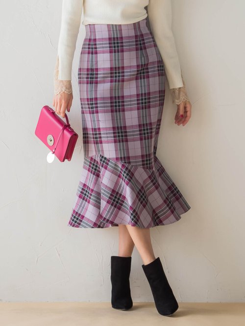 セール 60 Off ウールチェックマーメイドスカート ビアッジョブルー Viaggio Blu D Fashion