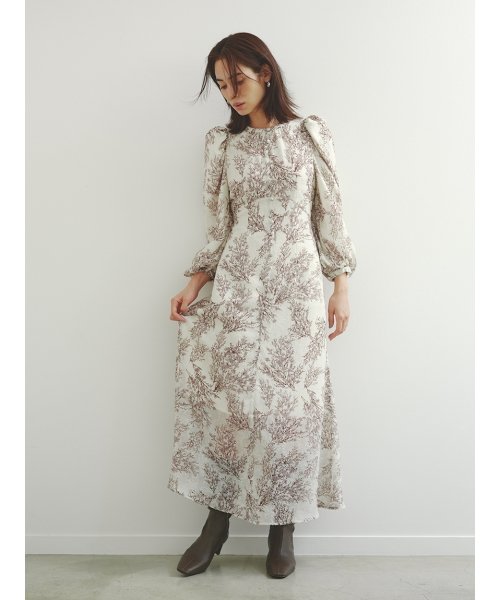 クーポン ハイネックヘムフレアプリントワンピース スナイデル Snidel D Fashion