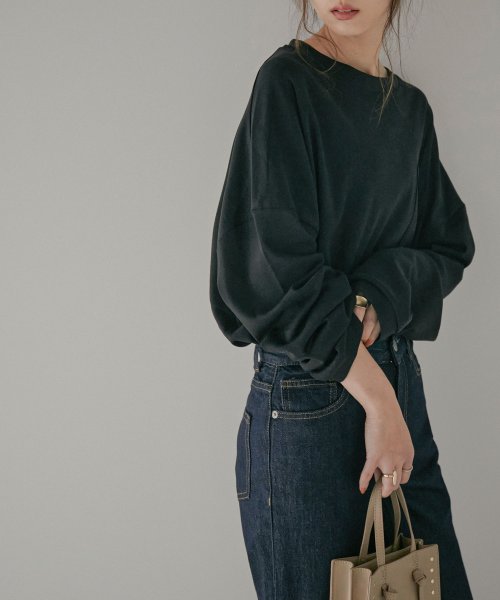 ゆるっとこなれる大人のビッグシルエットt カットソー 長袖 トップス レディース トップス ロンt サイドスリット Tシャツ 無地 重ね着 綿 コットン ロンt ファッションレター Fashion Letter D Fashion