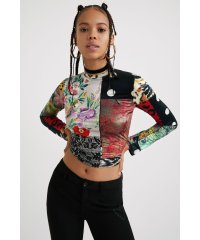 Desigual/デジタルプリントパッチワークのレディーススリムTシャツ/504127344