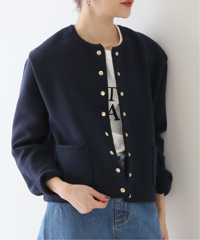 SLOBE IENA ニットクルージャケット　ネイビー SLOBE IENA ニットクルージャケット◇