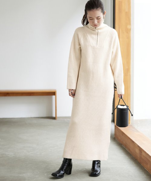 Zip付ビッグカラーニットワンピース ティティベイト Titivate D Fashion