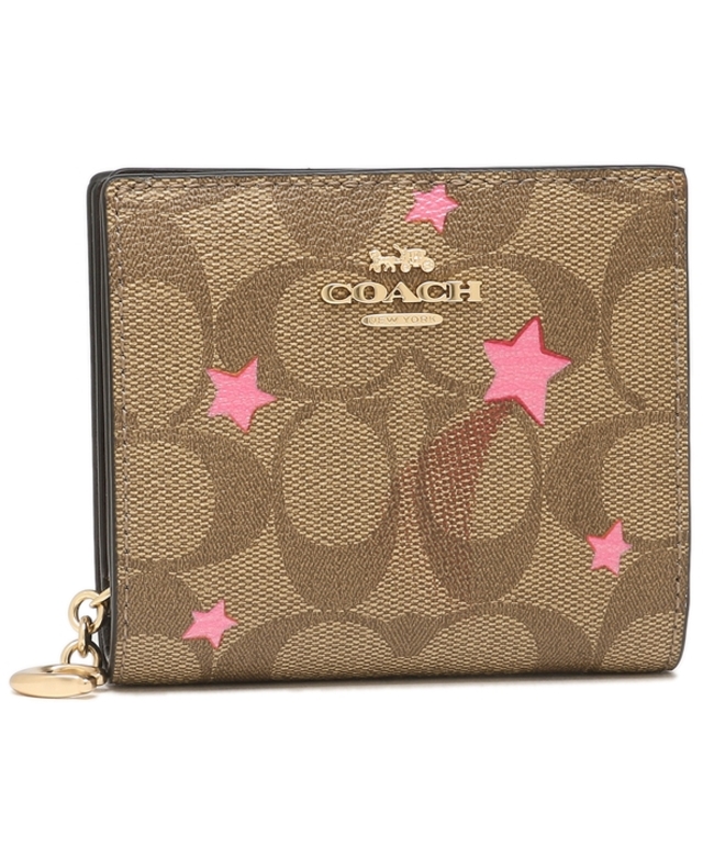 最新モデル【新品】COACH コーチ★折り財布 カーキ  星柄 スター