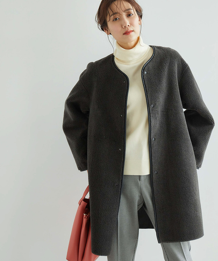 セール 50%OFF】フェイクレザーパイピングボアコート(504445955