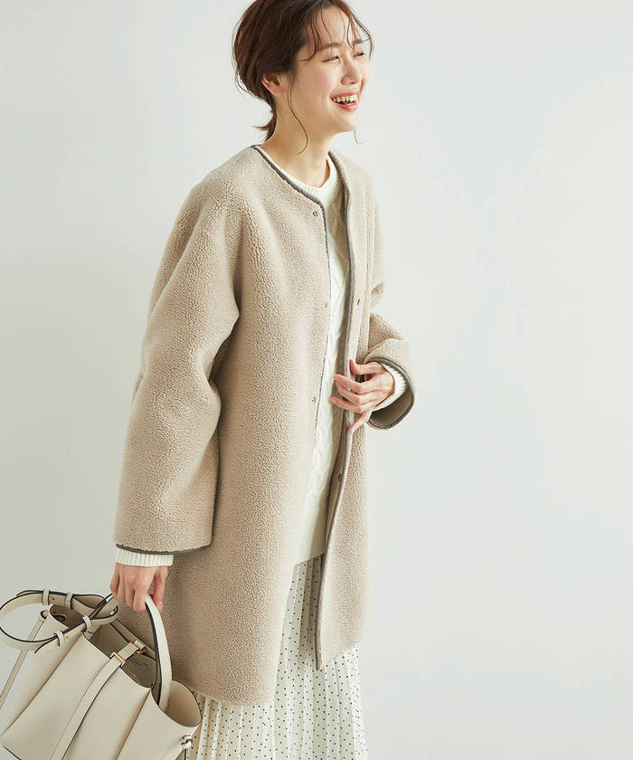 セール 50%OFF】フェイクレザーパイピングボアコート(504445955 セール 50%OFF】フェイクレザーパイピングボアコート(504445955