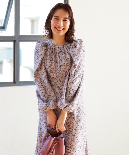 クーポン ハイネックヘムフレアプリントワンピース スナイデル Snidel D Fashion