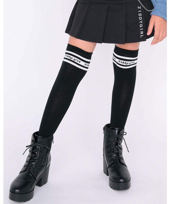 ZIDDY GIRL ロゴ ライン入り ニーハイソックス (19~24cm