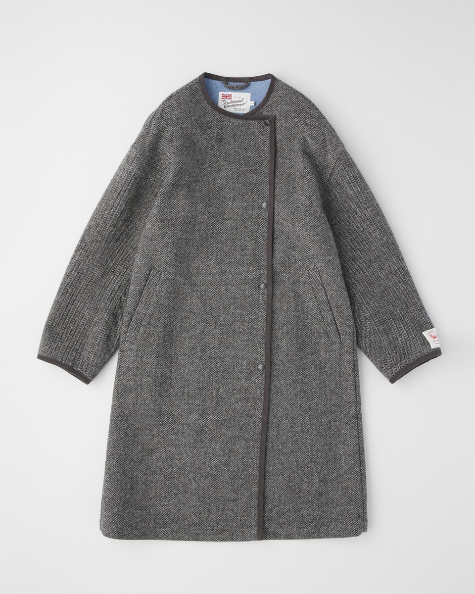 【未使用】 HEAT TWEED　ARKLEY LONG W　グレーヘリンボーン HEAT TWEED】ARKLEY LONG W