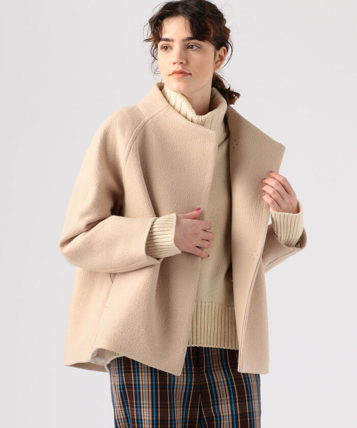 セール 30%OFF】リップルメルトン スタンドカラーショートコート セール 30%OFF】リップルメルトン スタンドカラーショートコート