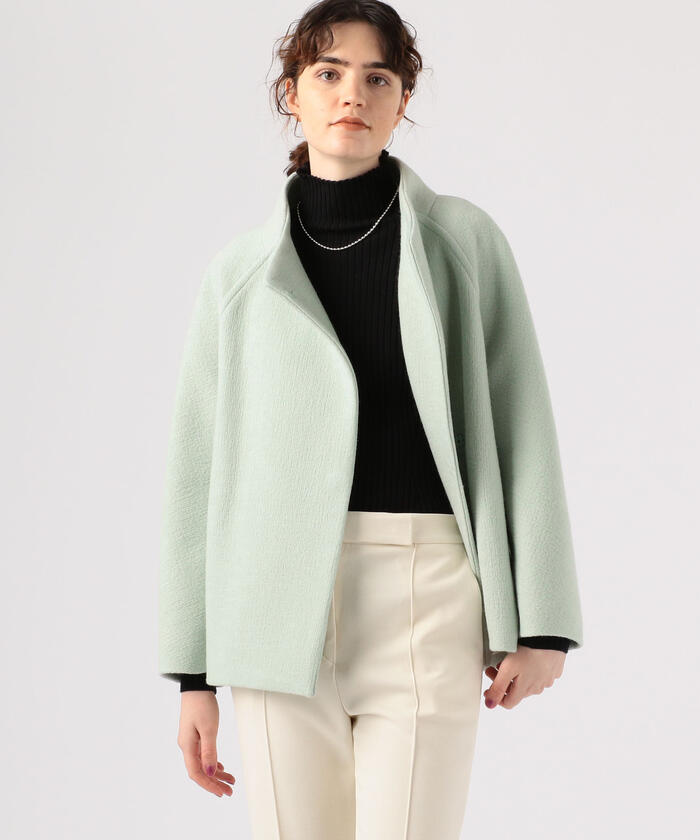 セール 30%OFF】リップルメルトン スタンドカラーショートコート セール 30%OFF】リップルメルトン スタンドカラーショートコート