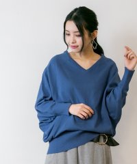 atONE/Vネックドルマン綿ニット プルオーバー セーター カーディガン 長袖 ブイネック V首 Tシャツ 春コーデ レディース カジュアルロングスリーブ ビッグサイズ /504459381