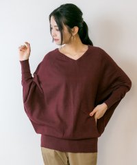 atONE/Vネックドルマン綿ニット プルオーバー セーター カーディガン 長袖 ブイネック V首 Tシャツ 春コーデ レディース カジュアルロングスリーブ ビッグサイズ /504459381