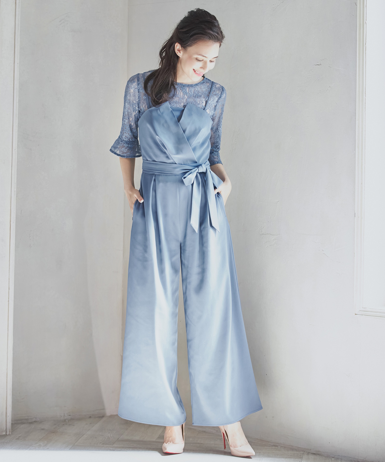 DRESS+（ドレスプラス） レースブラウス セットアップ パンツドレス ドレスプラス DRESS+ レースブラウス ジャンプスーツ
