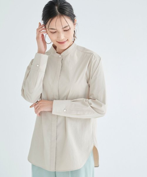 ＜ VERY × green label relaxing ＞タイプライター スタンドカラー シャツ － マシーンウォッシャブル・イージーアイロン・吸水速乾 －