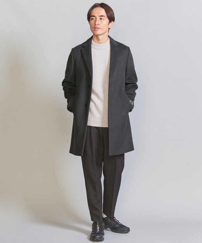 完売品Cornier SUPEREXTRA FINE WOOLチェスターコート-silversky