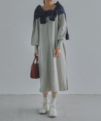 Fashion Letter/Vネック ニットワンピース レディース Iライン 長袖 ロング ロング丈 ニットワンピ ロングワンピ ニット セーター ボリューム袖 バルーン袖 ぽわん袖 シン/504465181