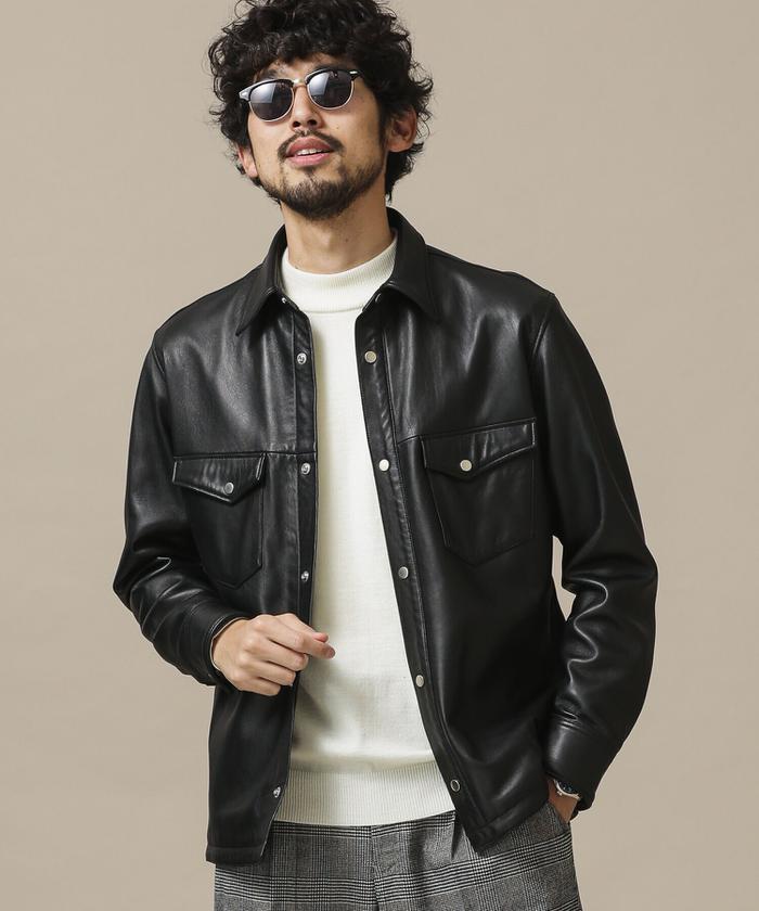 Lサイズ◎ NANO UNIVERSE シープレザー シングルライダース Lサイズ◎ NANO UNIVERSE シープレザー シングルライダース