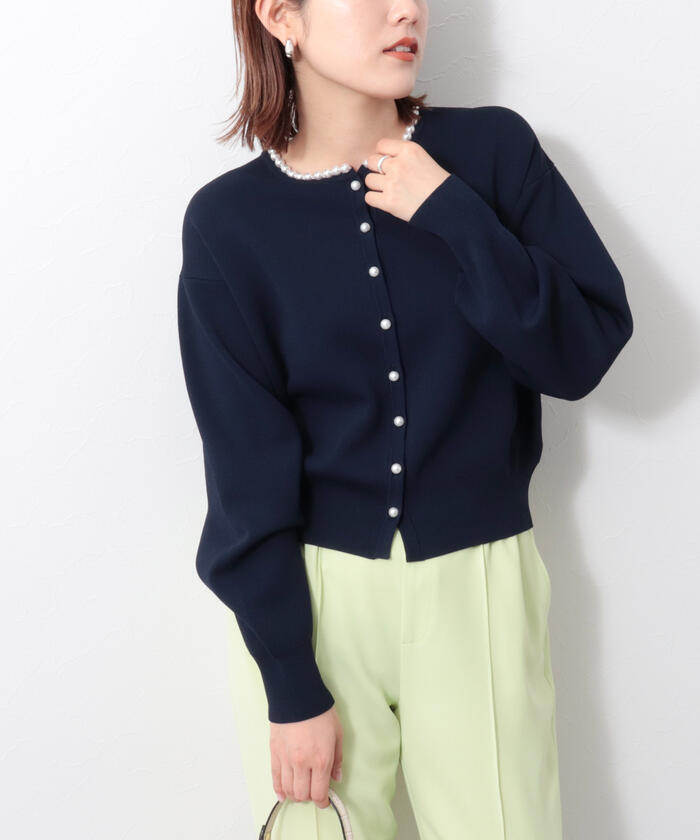 話題の人気 セール 45%OFF】パール付ミラノリブカーディガン(504454009 カーディガン