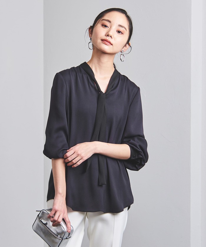 UNITED ARROWS>サテン バイカラー ボウタイ ブラウス B† シャツ UNITED ARROWS>サテン バイカラー ボウタイ ブラウス B† シャツ