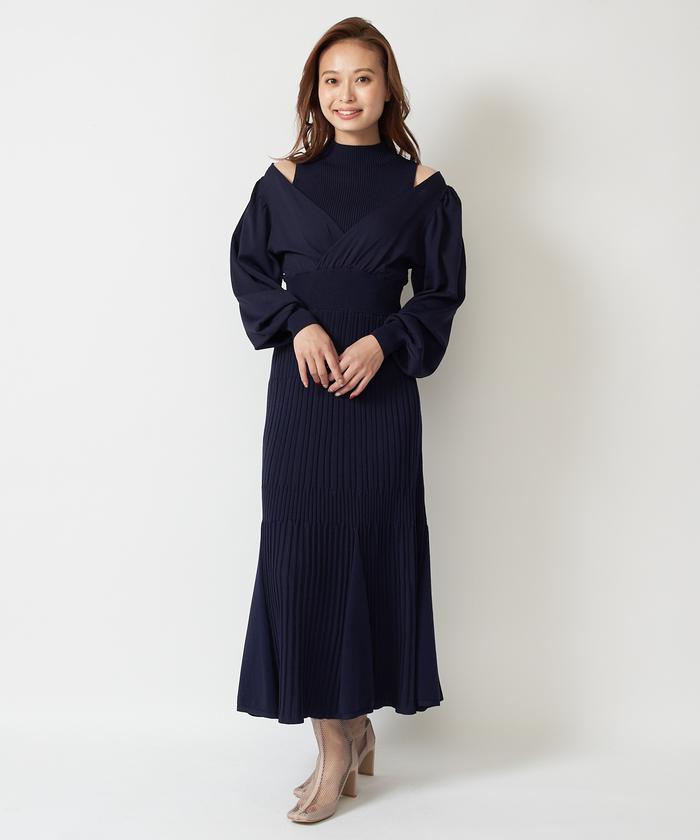 レイヤード風カシュクールニットワンピース(504471823) | AND