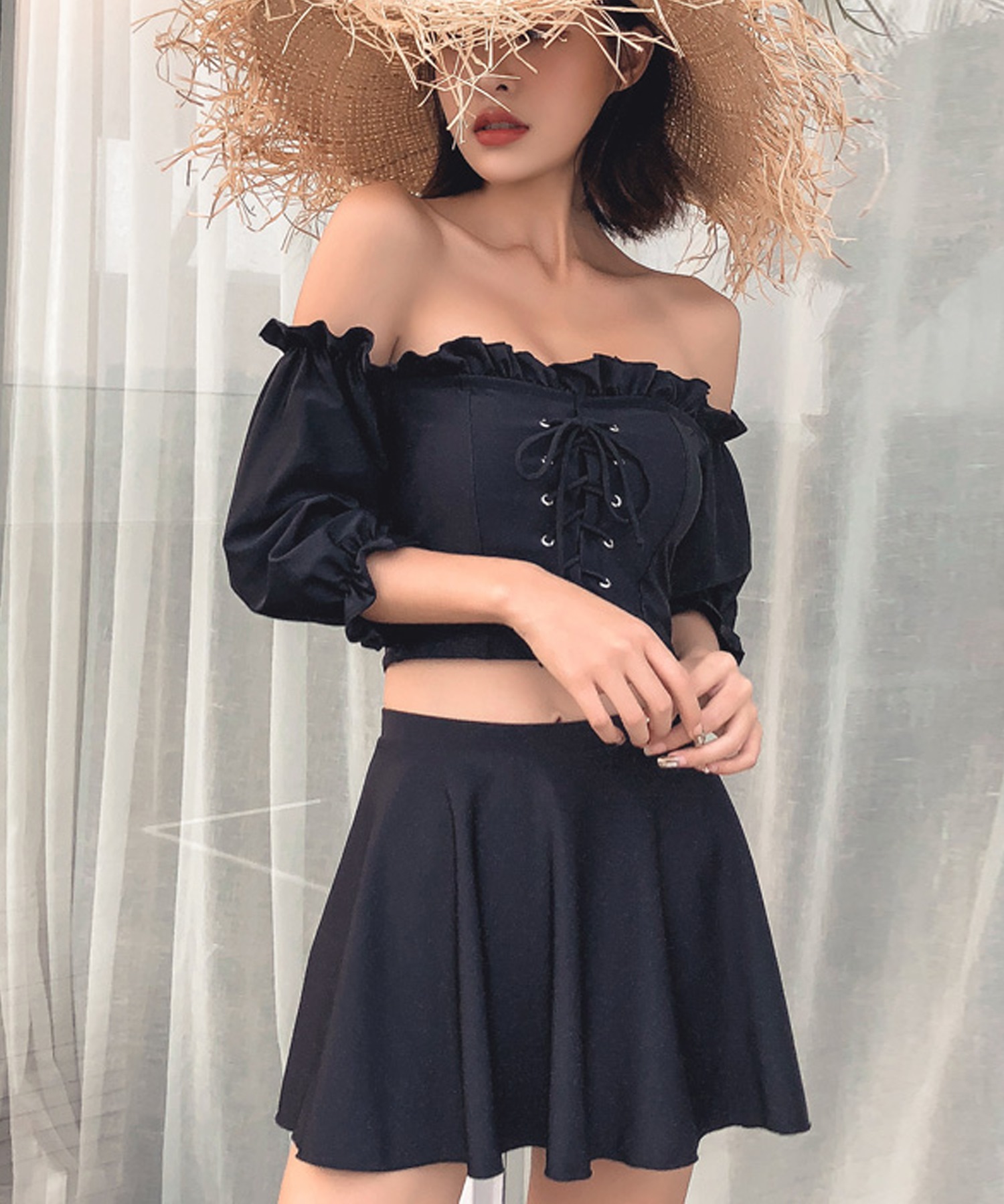 テディショップ Teddyshop 水着 オフショルダー2WAYバックフリル