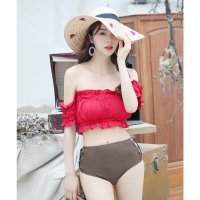 TeddyShop/テディショップ Teddyshop 水着 オフショルダーギャザーフリルビキニ+サイドストラップショーツ 2点セット【返品不可商品】/504456916