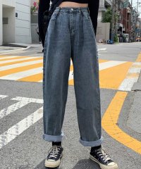 TeddyShop/テディショップ Teddyshop レディース ハイウエスト＆タックのルーズデニムパンツ/504457002