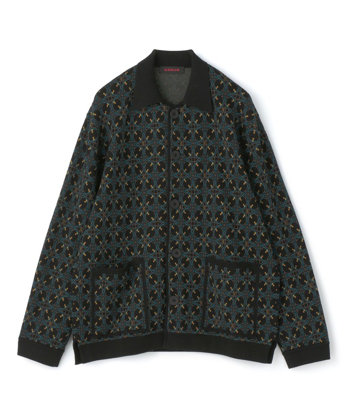 CABaN コットンカシミヤ アンティークタイルジャカード ポロカーディガン CABaN コットンカシミヤ アンティークタイルジャカード ポロ