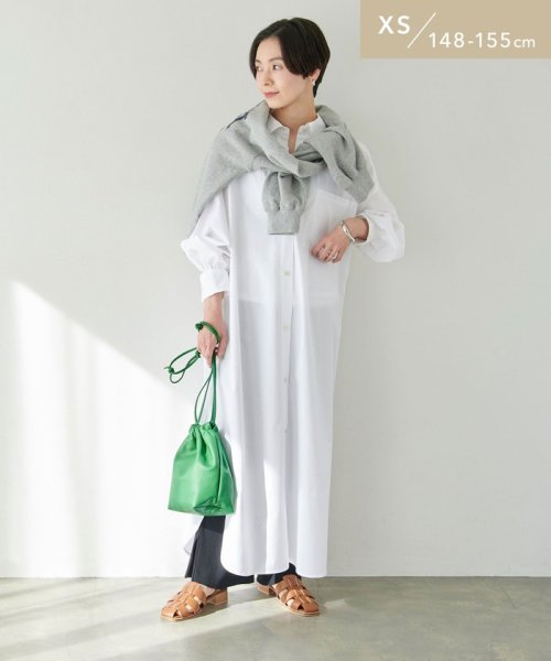 【WEB限定】［ XS /H148－155cm］タック スリーブ シャツ ワンピース ストライプ