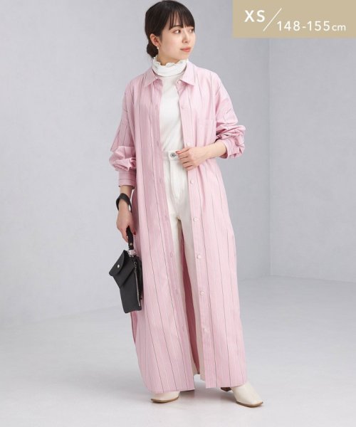 【WEB限定】［ XS /H148－155cm］タック スリーブ シャツ ワンピース ストライプ