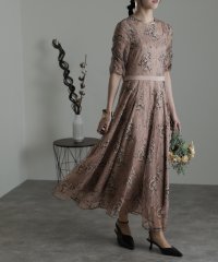 PourVous/プールヴー PourVous 袖あり&ミモレ丈パーティードレスギャザースリーブ大きいサイズ結婚式フォーマル ワンピース 20代 30代 40代/504455606