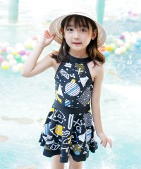 TeddyShop/テディショップ Teddyshop 水着 キッズモダンプリントハイネック風ワンピース【返品不可商品】/504486035