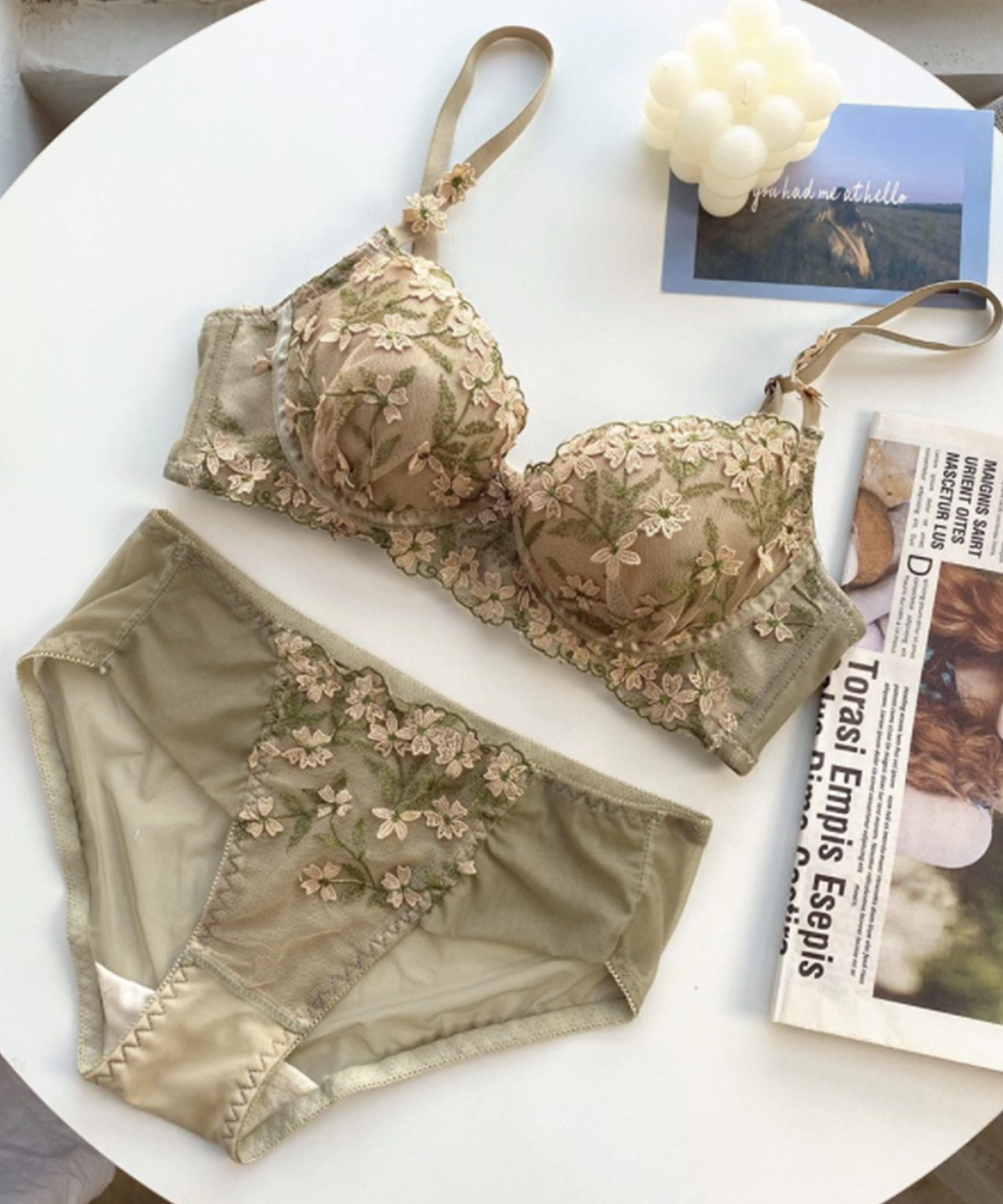 ☆Aubade Danse des Sens フローラル刺繍レースブラ フランデランジェリー fran de lingerie 大胆なフラワー刺繍