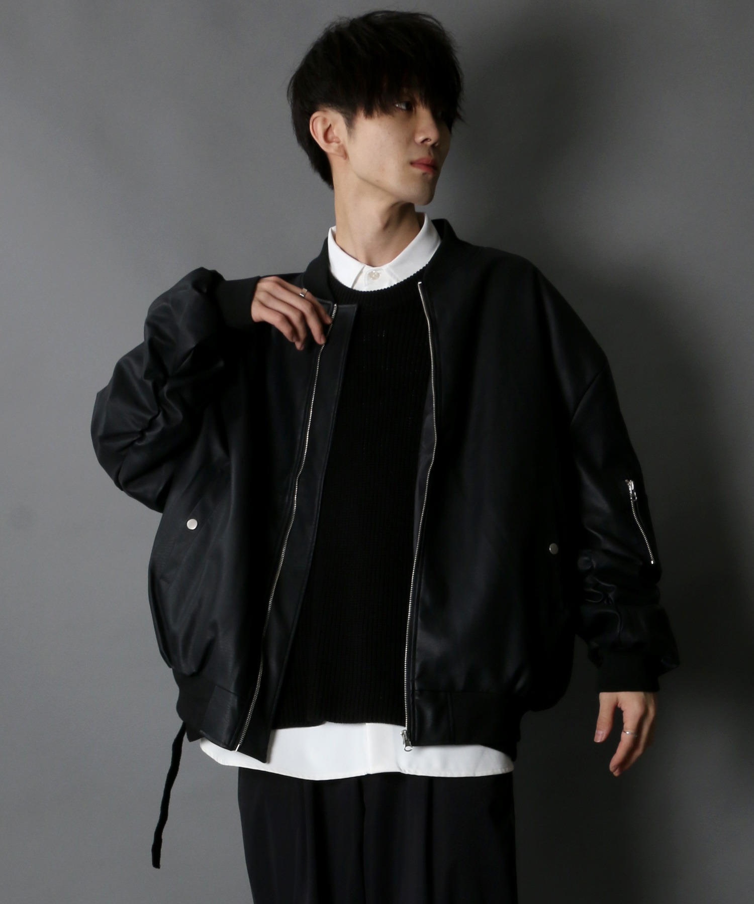 セール】☆【SITRY】 synthetic leather MA-1 オーバーサイズ