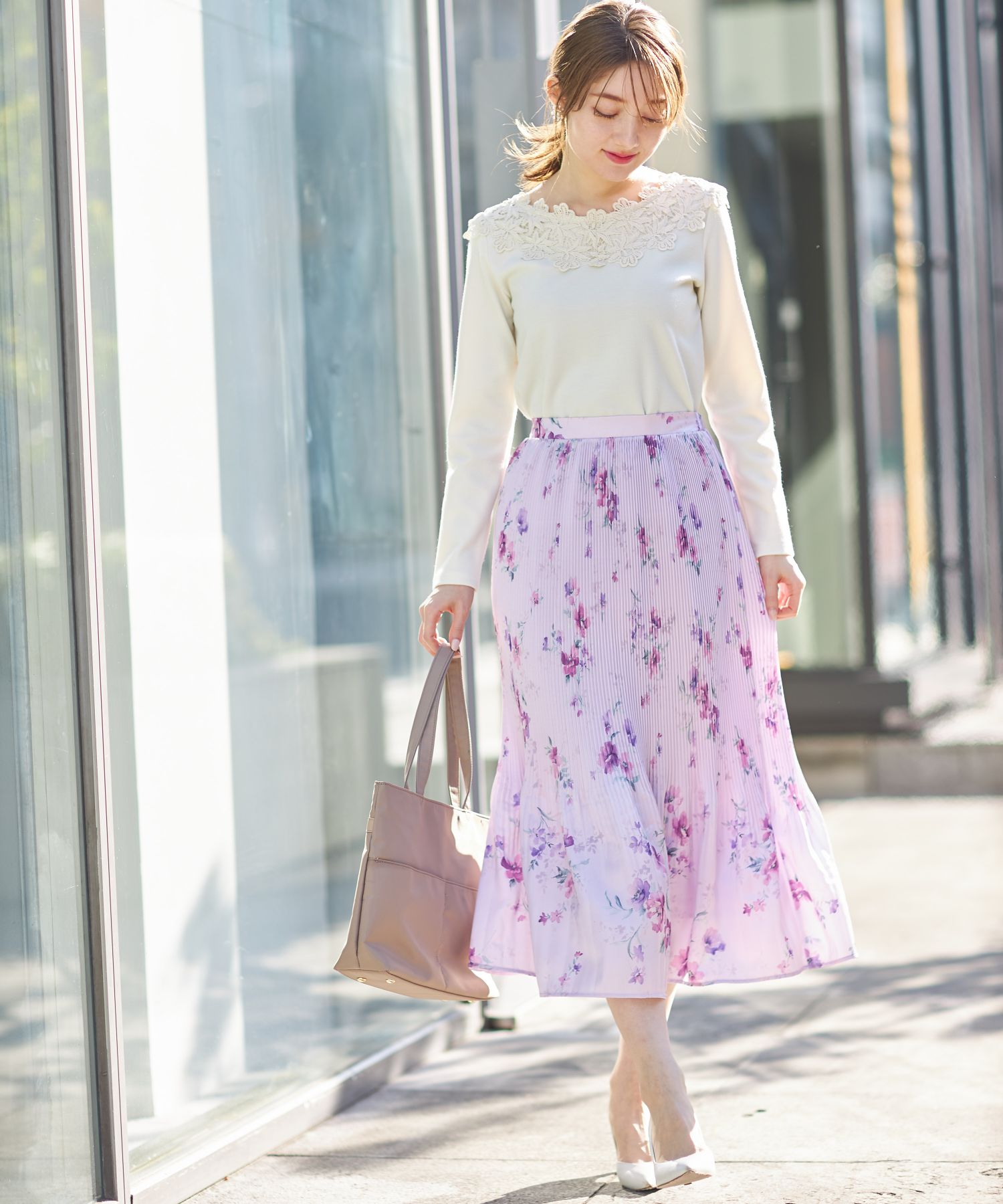 Perfume closet プリーツスカートFlow ピンク セール 50%OFF】トッコクローゼット tocco closet フラワー