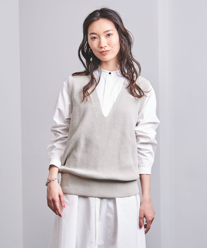 UNITED ARROWS＞C/PE AZE Vネック ニットベスト W