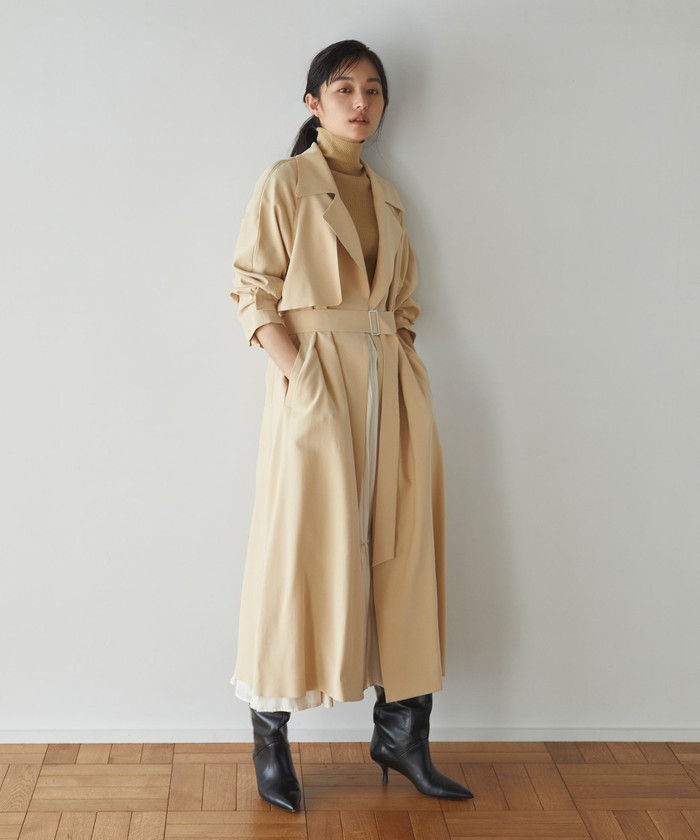 特上美品 EMMEL REFINES ベルテッドフレアロングコート | www ...