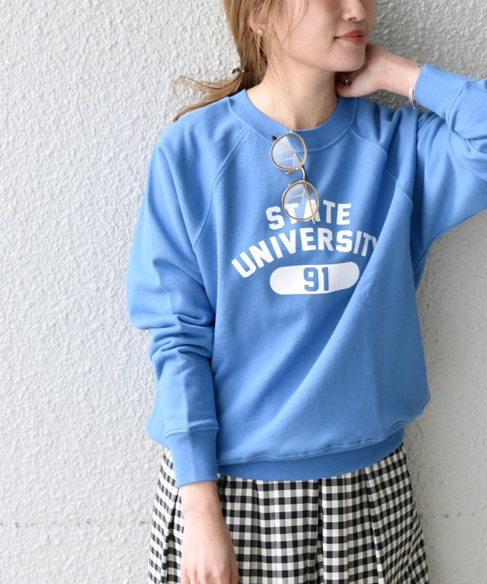 SHIPS any別注】THE KNiTS: ラグラン ポップ ロゴ スウェット SHIPS any別注】THE KNiTS: ラグラン ポップ ロゴ スウェット