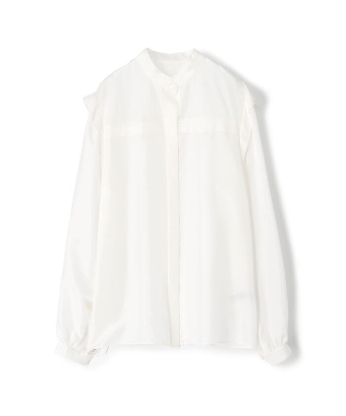 セール 40%OFF】ウォッシャブルシルク スタンドカラーブラウス セール 40%OFF】ウォッシャブルシルク スタンドカラーブラウス