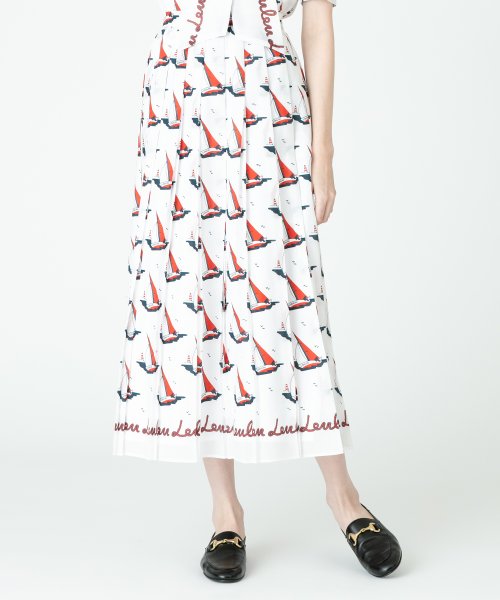 【セットアップ対応商品】【LOULOU WILLOUGHBY】ヨットプリントプリーツスカート
