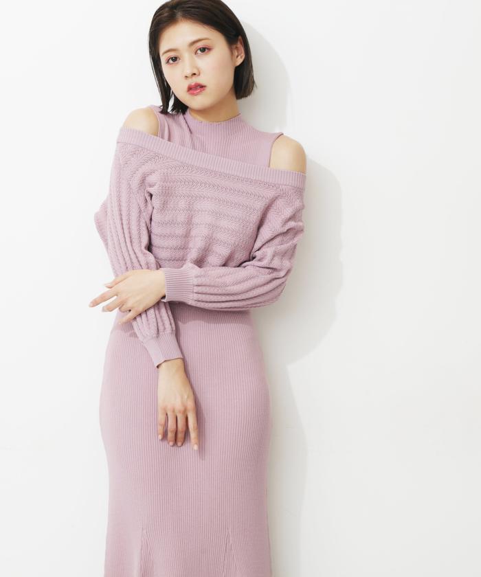 セール 60%OFF】ショートレイヤードニットワンピース(504508807 セール 60%OFF】ショートレイヤードニットワンピース(504508807
