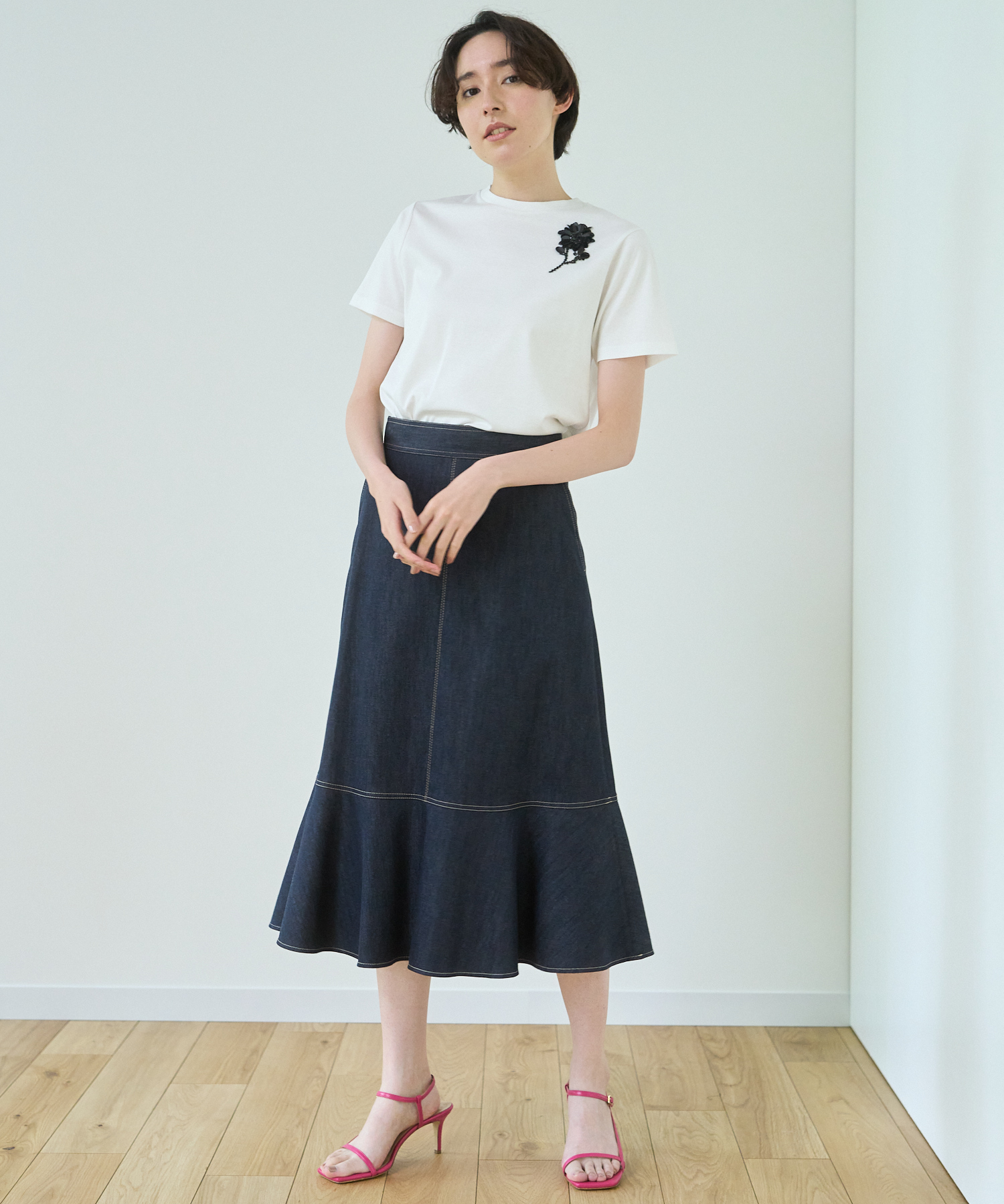 デニムライクペプラム スカート(504508494) | アナイ(ANAYI) - d fashion