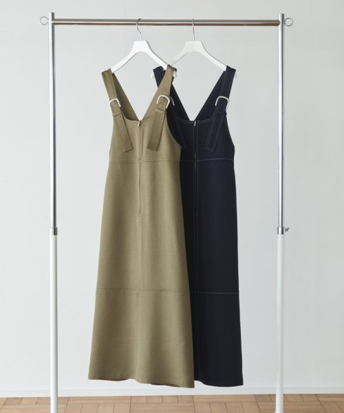 <EMMEL REFINES(エメル リファインズ)>EM Aライン ステッチ ジャンスカ -ウォッシャブル-