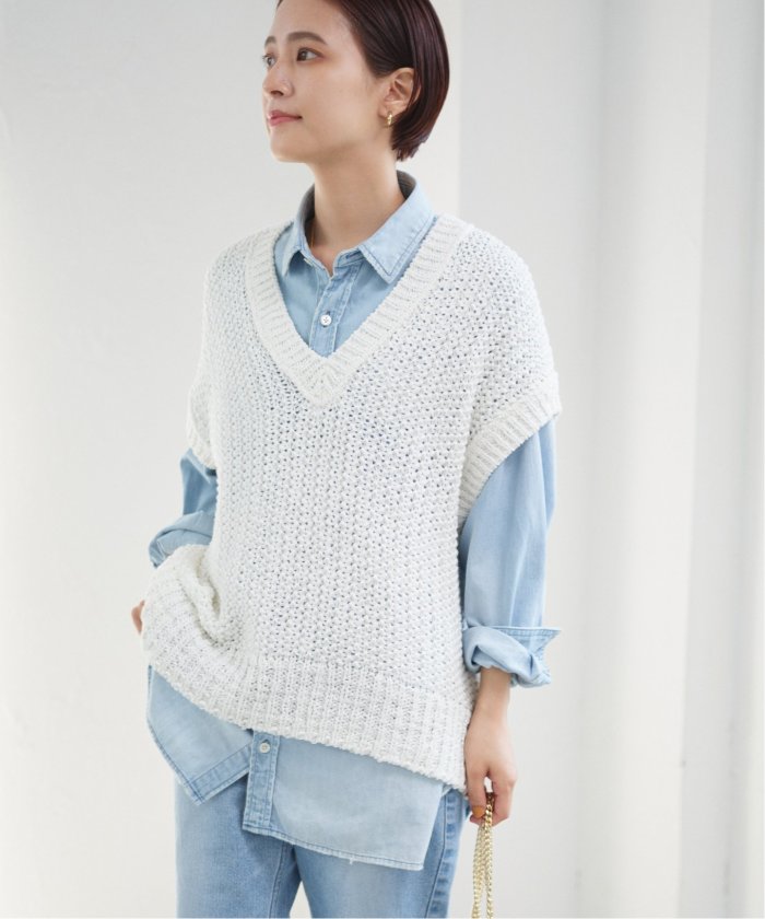 Spick and Span 【2022S/S】 鹿の子編みオーバーニットベスト
