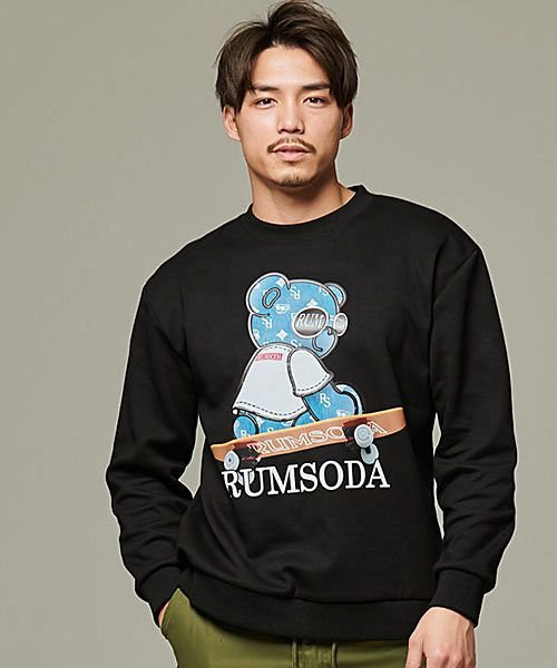 Rumsoda サガラベアワッペンクルーネック長袖トレーナー メンズ 長袖 トップス スウェット スエット クルーネック ベア クマ くま サガラ 刺繍 ワッペ エスビーセレクト Sb Select D Fashion