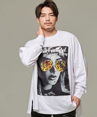 CavariA/CavariA フォトプリント入りモンスターシルエットTシャツ メンズ Tシャツ 長袖 長袖Tシャツ 大きいサイズ トップス フォトプリント ロゴ バックプリン/504517129