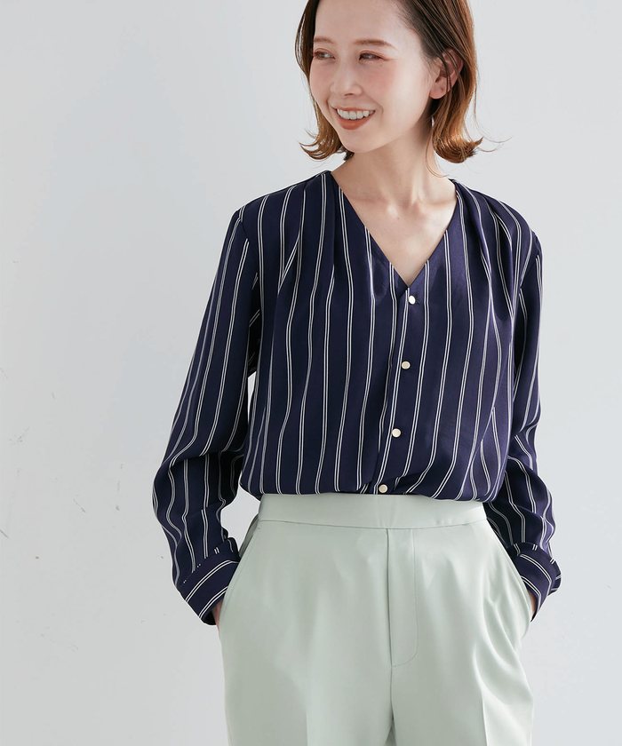 WEB限定】前開きVネックブラウス(504517567) | ロペピクニック(ROPE